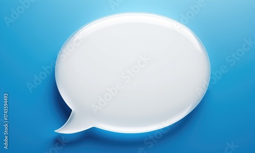 White speech bubble on blue background representing communication and conversation concepts
