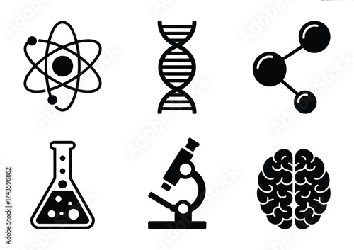 Science icons set bundle black silhouette vector illustration scalable eps flat design silhouette vector illustration white background