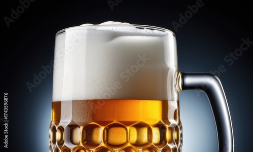 Wallpaper Mural Refreshing glass of beer with foamy head on a dark background Torontodigital.ca