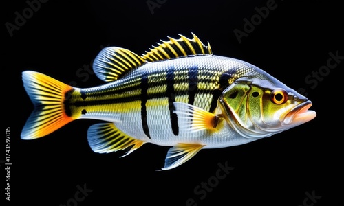 Wallpaper Mural Colorful striped fish on black background Torontodigital.ca