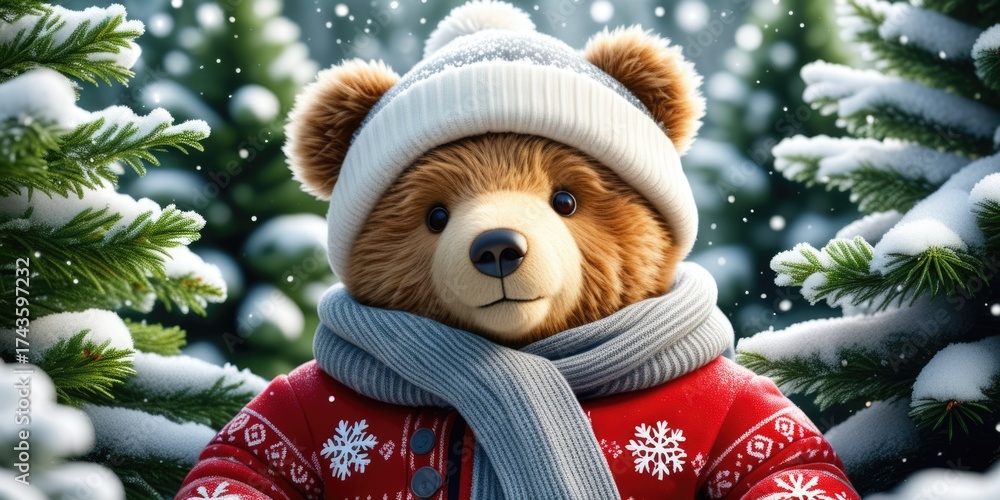 custom made wallpaper toronto digitalCozy bear in winter wonderland with snowfilled forest background
