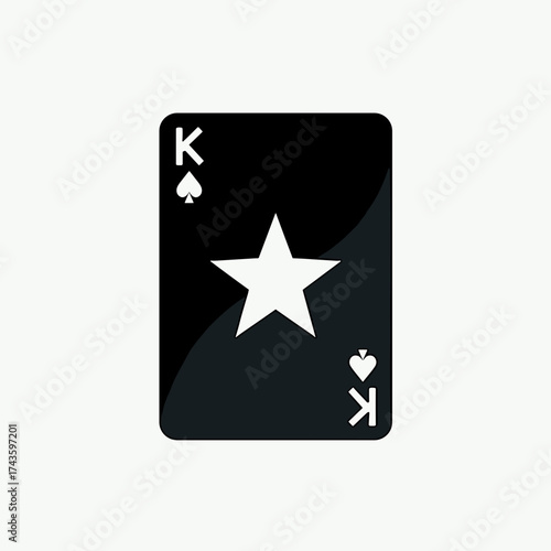 King card showcasing a spade and a star on black background. King card symbolizes poker or blackjack games, ideal for casino nights, and brings a sense of elegance to gaming.