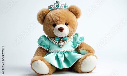 Wallpaper Mural Adorable teddy bear in elegant dress and tiara with pearls Torontodigital.ca