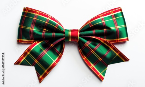 Wallpaper Mural Festive plaid bow on white background capturing holiday elegance and tradition Torontodigital.ca