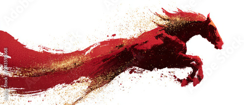 Leaping Red Fire Horse, Gold Splatter 2026