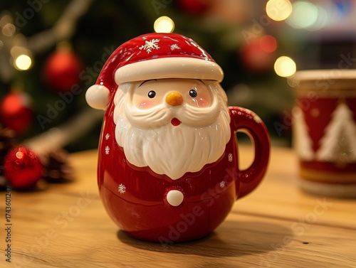 Wallpaper Mural Vintage Style Santa Claus Ceramic Mug Displayed as Hot Cocoa Drink or Festive Ornament Holder Torontodigital.ca