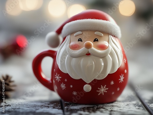 Wallpaper Mural Festive Santa Claus Ceramic Mug with Hot Cocoa and Whipped Cream or Christmas Ornaments Torontodigital.ca