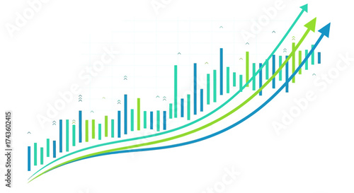 Optimistic financial progress chart showcasing increased profits and economic advancement towards