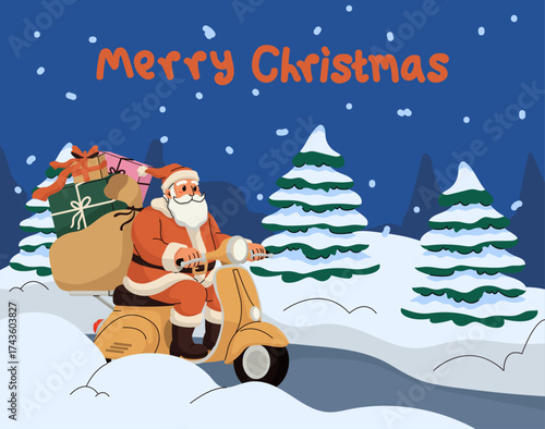 Santa Clause Deliver Christmas Gift