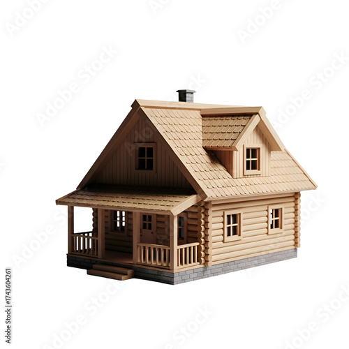 Wallpaper Mural 3D Rendered Log Cabin Model Stands Isolated on Transparent Background, Showcasing Architecture and Design Torontodigital.ca