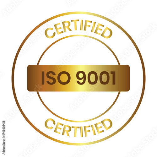 ISO certified vector badge logo circle. emblem illustration. Suitable for business, information and product label. ISO certified logo, label, sign, badge, symbol, banner, vector, isolated illustration