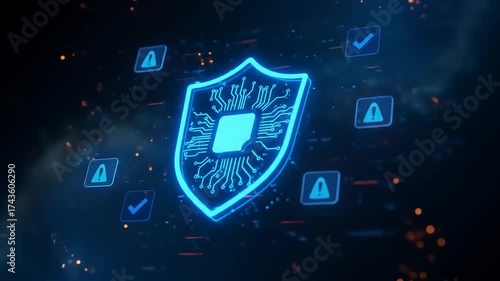 Cybersecurity Shield - Digital Protection and Data Security Visualization.