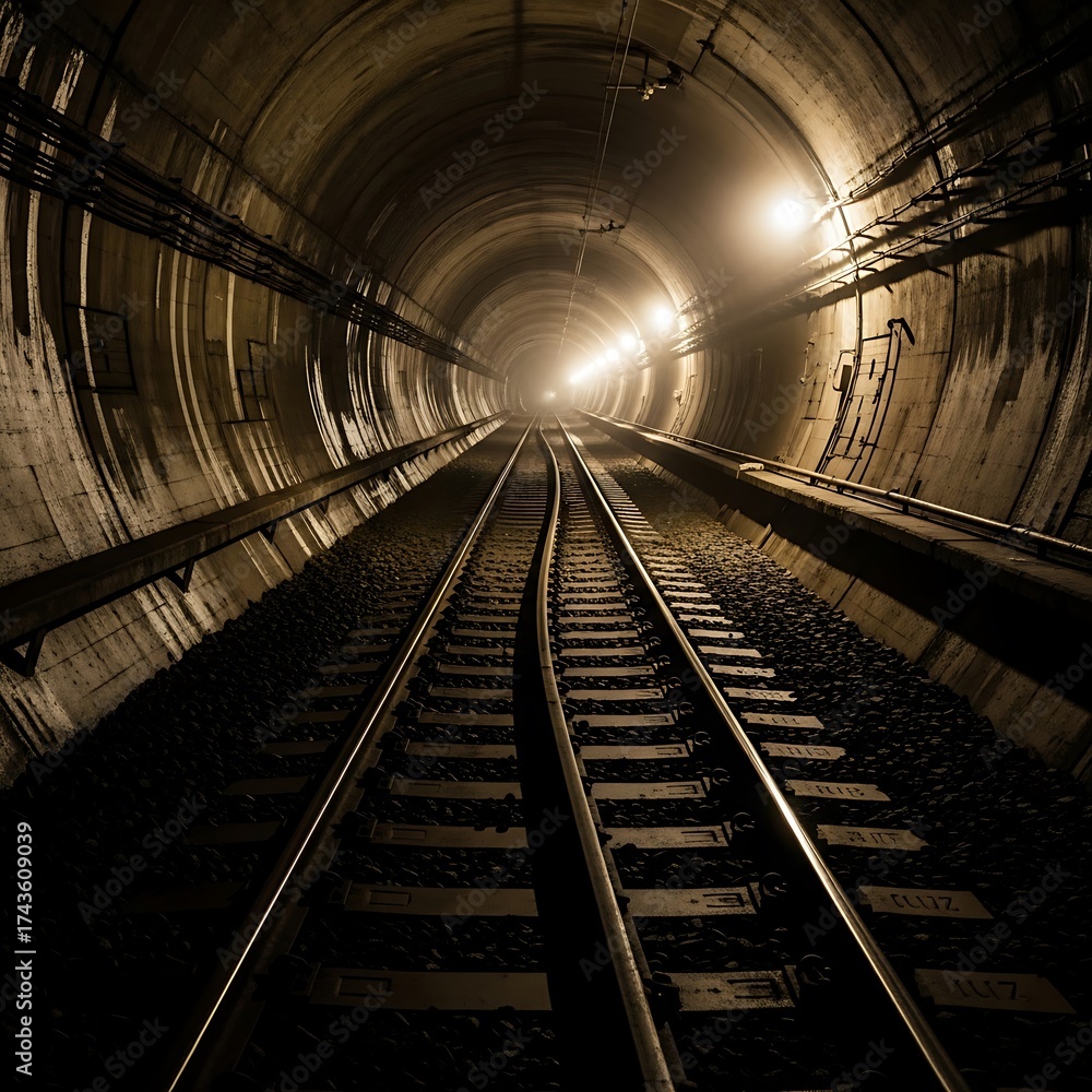 Obraz premium Underground Train Tunnel.