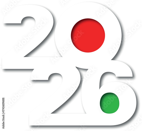 Happy new year 2026. Creative trendy design with paper alphabets cut out. New years greeting card vector.