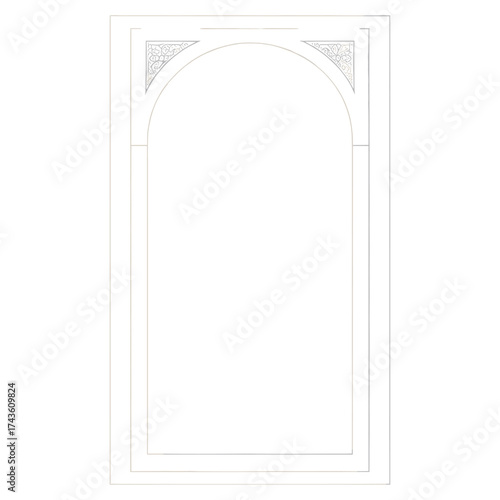 Minimal thin line muslim luxury ornate frame element design arch vector