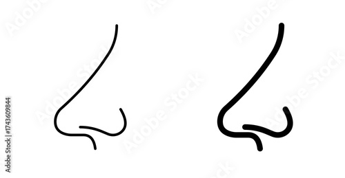 A nose icon is a simplified, graphic representation of a human nose used in digital interfaces and art to symbolize various functions, including the sense of smell, breathing, or respiratory health
