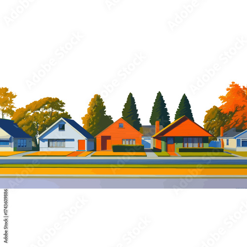 Houses border neighborhood illustration trees vector