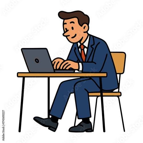 Cartoon businessman working laptop vector