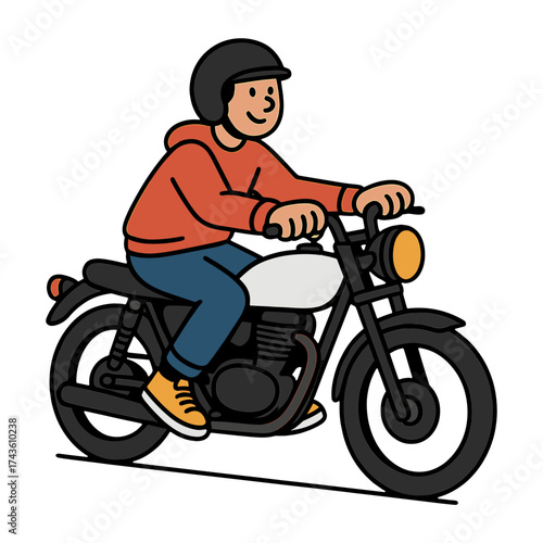 Cartoon motorcyclist riding bike vector