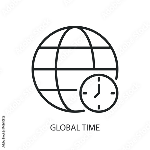 Global time thin line vector icons.