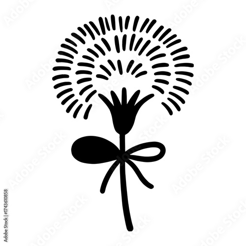 Minimalist floral black silhouette vector
