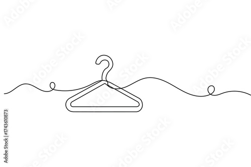 Clothes hangers one line minimalist continuous drawing outline vector isolated on white background
