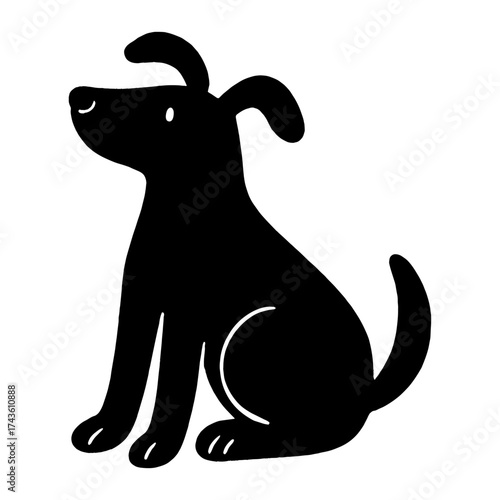 Charming black dog illustration vector