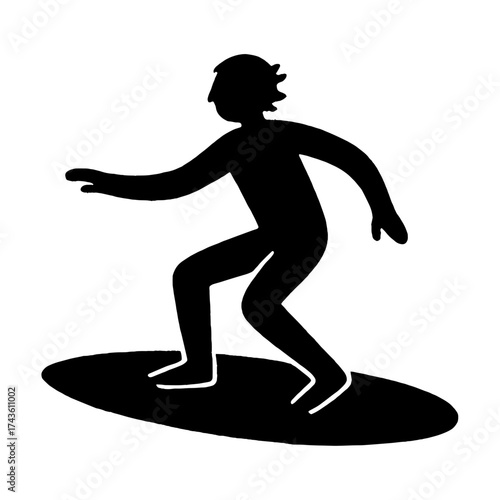 Silhouette surfing action figure vector