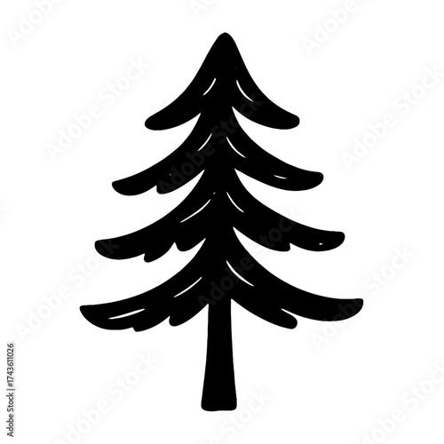 Simple black pine tree silhouette vector