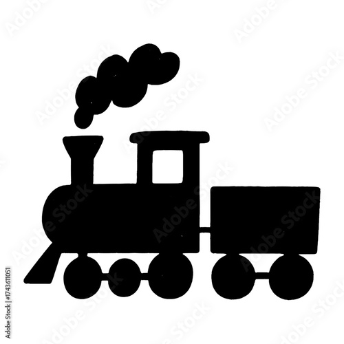 Vintage steam train silhouette illustration vector