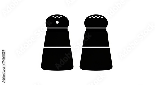Pair of black salt and pepper shakers isolated on white background