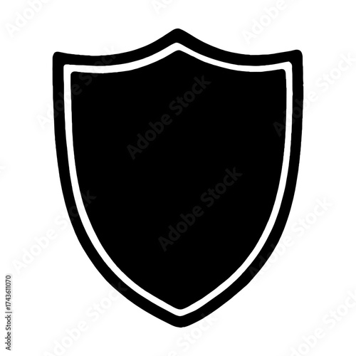 Simple black shield outline illustration vector