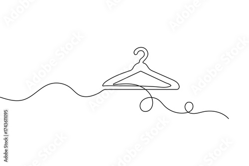 Clothes hangers one line minimalist continuous drawing outline vector isolated on white background
