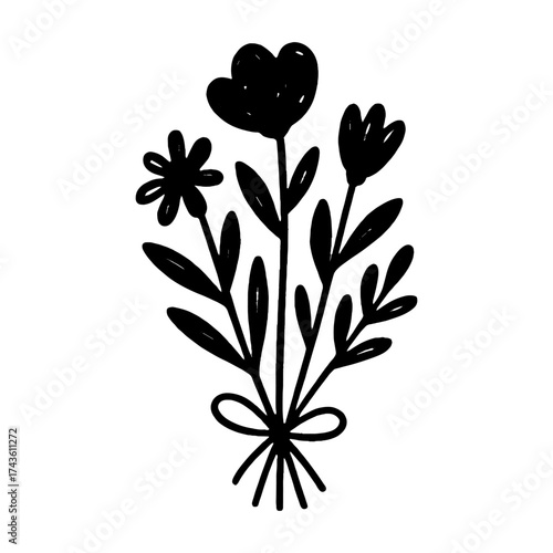 Minimalist floral bouquet illustration vector