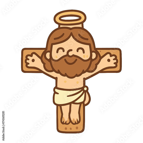 Cartoon Jesus crucifixion illustration vector