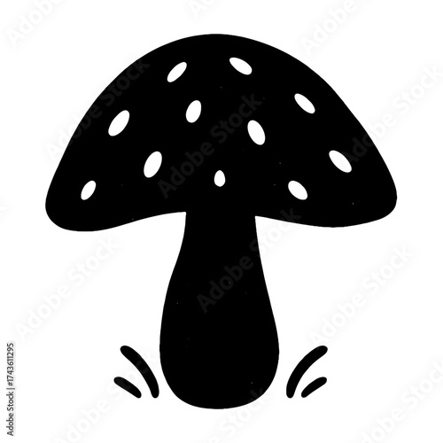 Simple black mushroom silhouette vector
