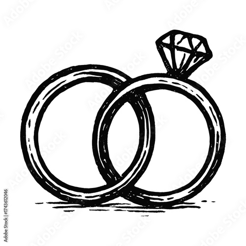 Vintage wedding rings illustration vector