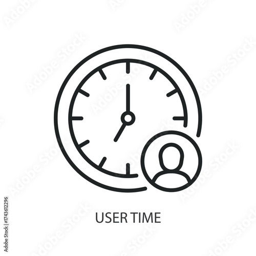 User time thin line vector icons.