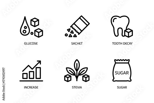Vector art of set of sugar icons for web and mobile use