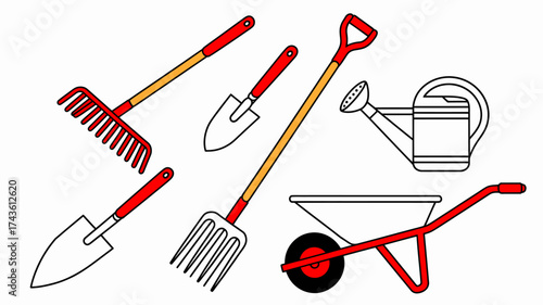 Vector art of gardening tools set