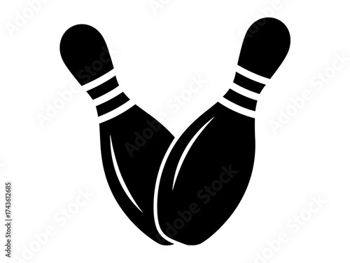 Vector art of two bowling pins leaning against each other