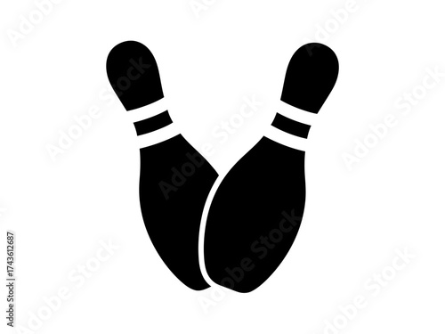 Vector art of two bowling pins leaning against each other