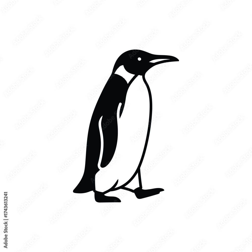 Obraz premium Emperor Penguin Illustration Black and White Simple Animal Icon