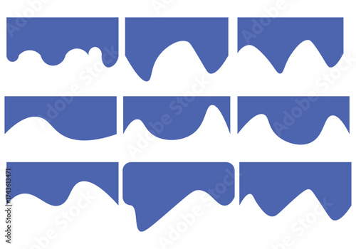 Collection of abstract blue shape templates for decorative dividers