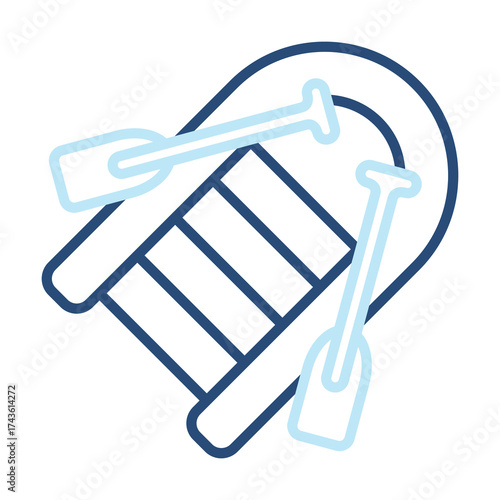 Lifeboat Icon Color Outline Style. Vector Illustration Design