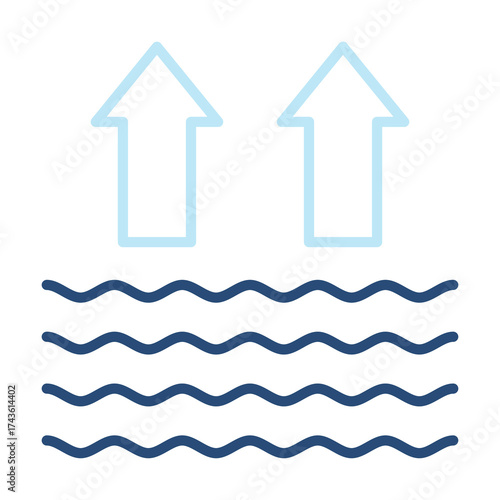 Tide Icon Color Outline Style. Vector Illustration Design