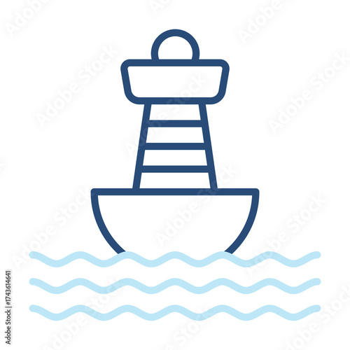 Buoy Icon Color Outline Style. Vector Illustration Design