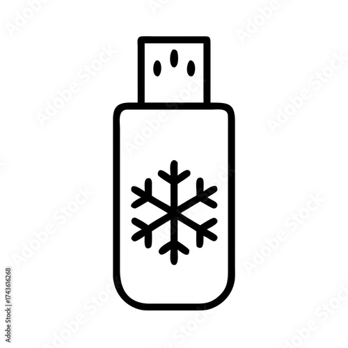 USB flash drive with snowflake symbol in minimalist design  