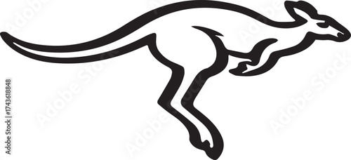 Simple Kangaroo Line Art Logo Design Depicting Wildlife from Down Under Minimalist Style