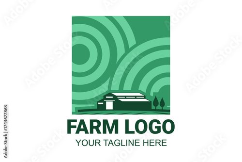 Farm House logo isolated on white background. Black emblem with farmhouse for natural farm products. Vector illustration.